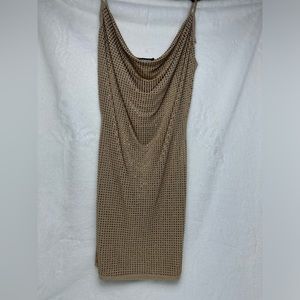 BEIGE CRYSTAL DRESS - SIZE MEDIUM